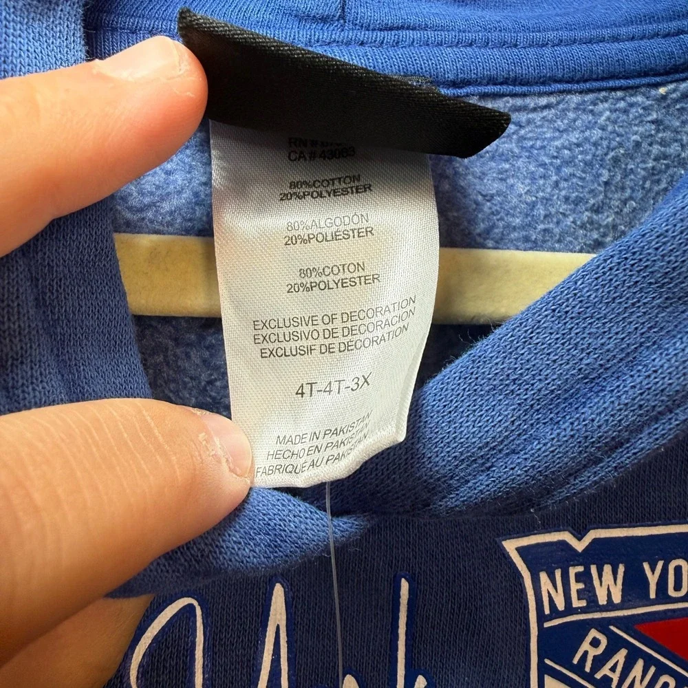 NHL New York Rangers Toddler Blue Pullover Hoodie Sweatshirt Size 4T NWT